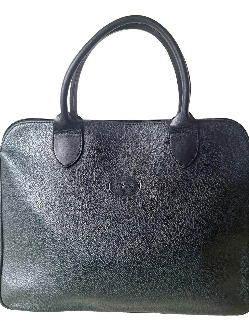 Vintage Longchamp Penelope Black Leather Messenger Bag Strap with Key Strap